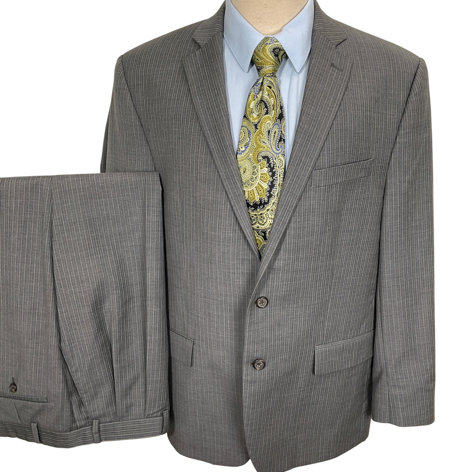 Ralph Ralph Lauren Suit Mens 44 39w 30l Gray Pinstripe Formal Business Wool